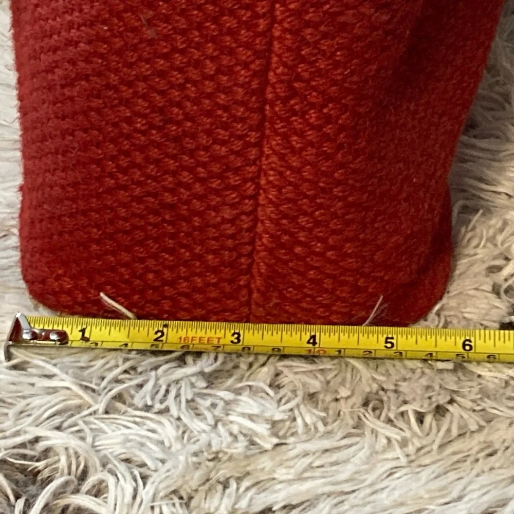 GAP Red Woven Tote with Brown Leather Handles